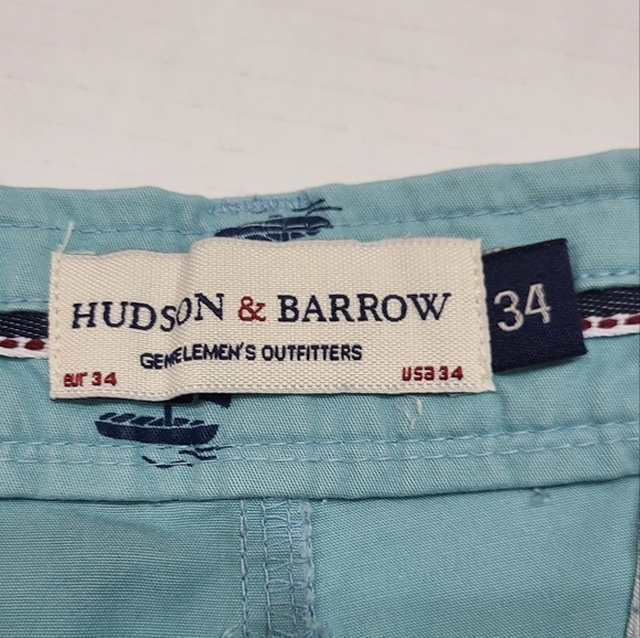 Hudson & Barrow Stretch Cotton Sailboat Print Chino Shorts Sz 34 - Picture 5 of 10